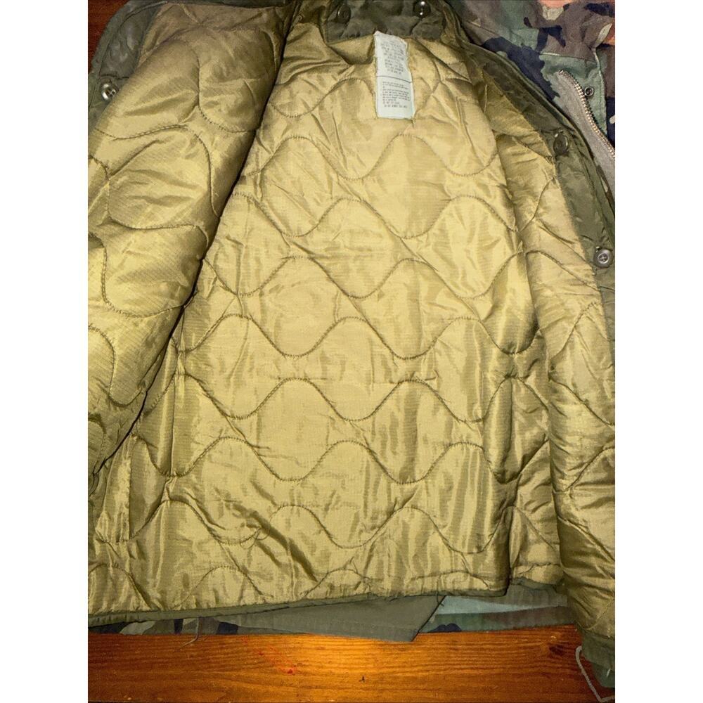 Vintage 1980s US Military M-65 Field Jacket Mens Medium Woodland Camo Coat Liner - Picture 4 of 7